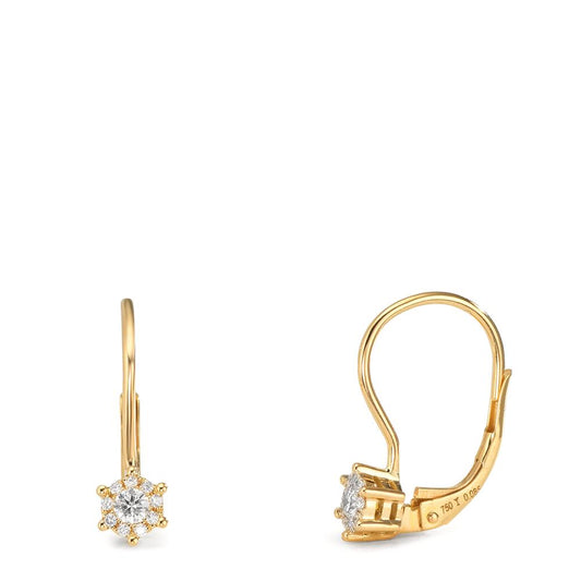 Pendant d'oreilles Or jaune 18K Diamant 0.17 ct, 2 Pierres, w-si