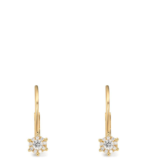 Pendant d'oreilles Or jaune 18K Diamant 0.17 ct, 2 Pierres, w-si