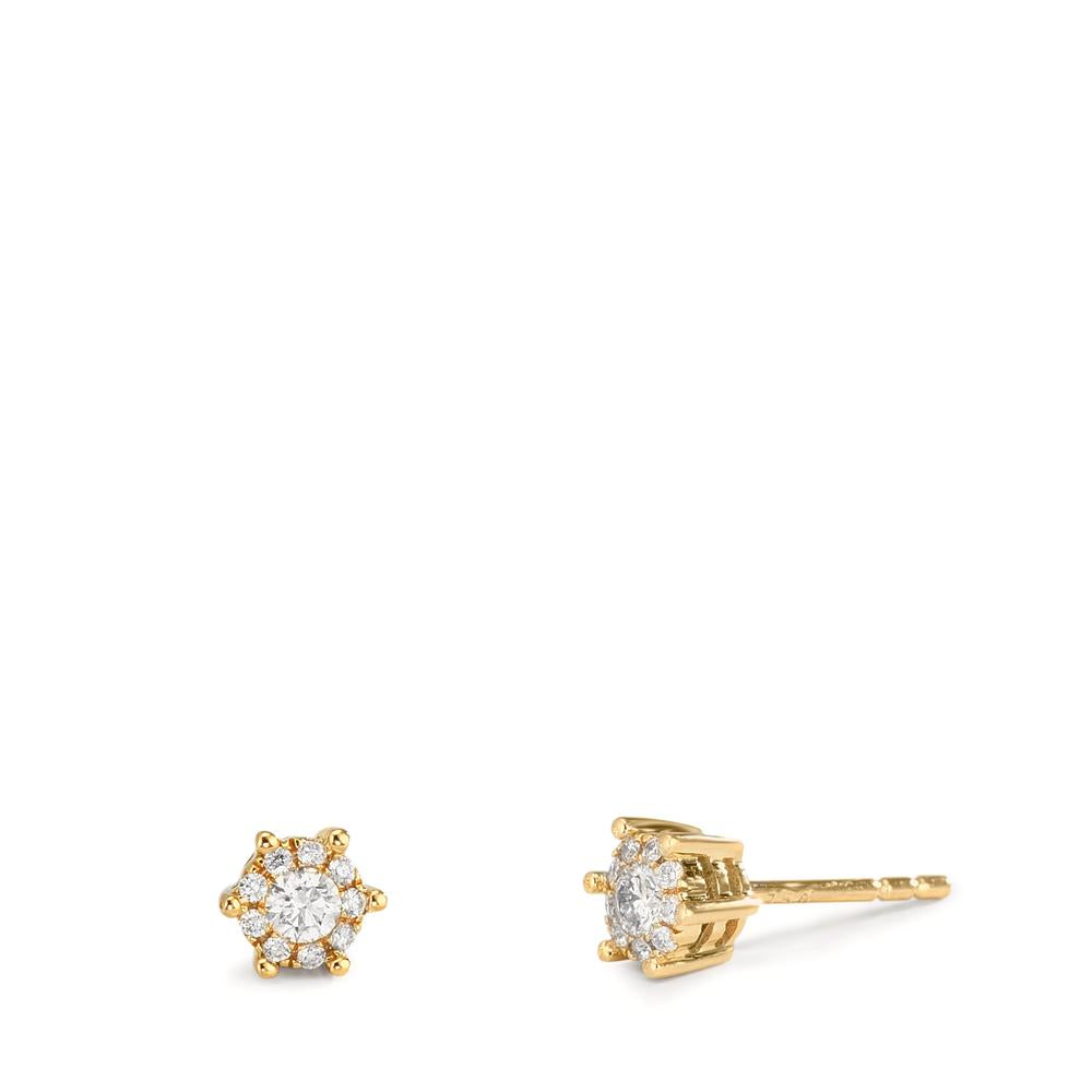Clous d'oreilles Or jaune 18K Diamant 0.17 ct, 2 Pierres, w-si Ø4.5 mm