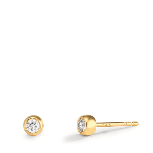 Clous d'oreilles Or jaune 18K Diamant 0.10 ct, 2 Pierres, w-si Ø3.5 mm