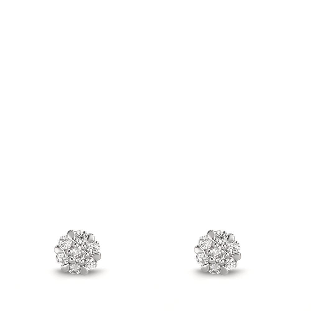 Clous d'oreilles Or blanc 18K Diamant 0.112 ct, 14 Pierres, w-si Ø4 mm