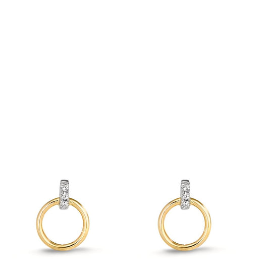 Clous d'oreilles Or jaune 9K, Or blanc 9K Zircone 6 Pierres