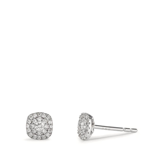 Clous d'oreilles Or blanc 18K Diamant 0.18 ct, w-si Ø5 mm