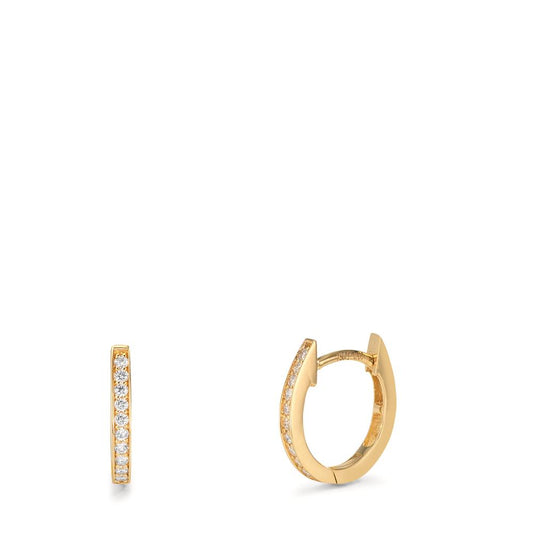 Créoles à charnières Or jaune 18K Diamant 0.10 ct, 20 Pierres, w-si