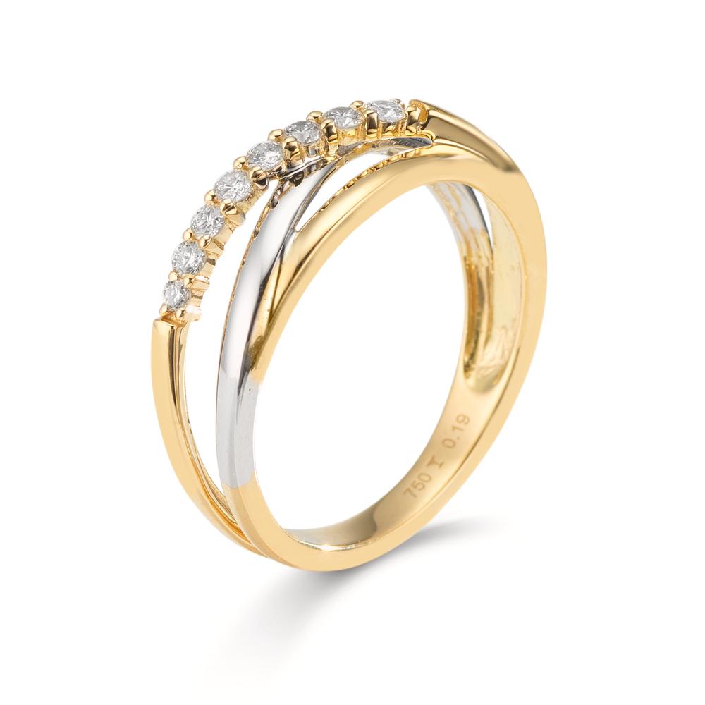 Bague Or jaune 18K, Or blanc 18K Diamant 0.19 ct, 8 Pierres, w-si