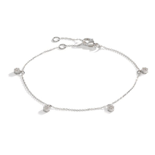 Bracelet Or blanc 18K Diamant 0.24 ct, 28 Pierres, w-si 16-19 cm