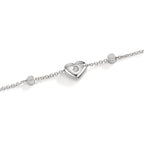 Bracelet Or blanc 18K Zircone 2 Pierres Coeur