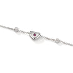 Bracelet Or blanc 18K Zircone 2 Pierres Coeur
