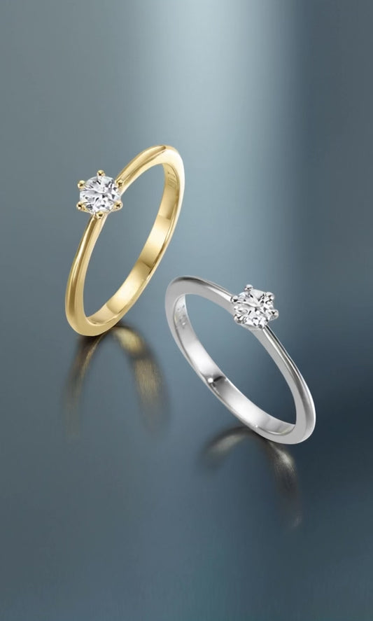 Bague solitaire Or blanc 18K Diamant 0.20 ct, w-si