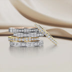 Bague d'éternité Or rouge 18K, Or blanc 18K Diamant 0.15 ct, 15 Pierres, tw-vsi
