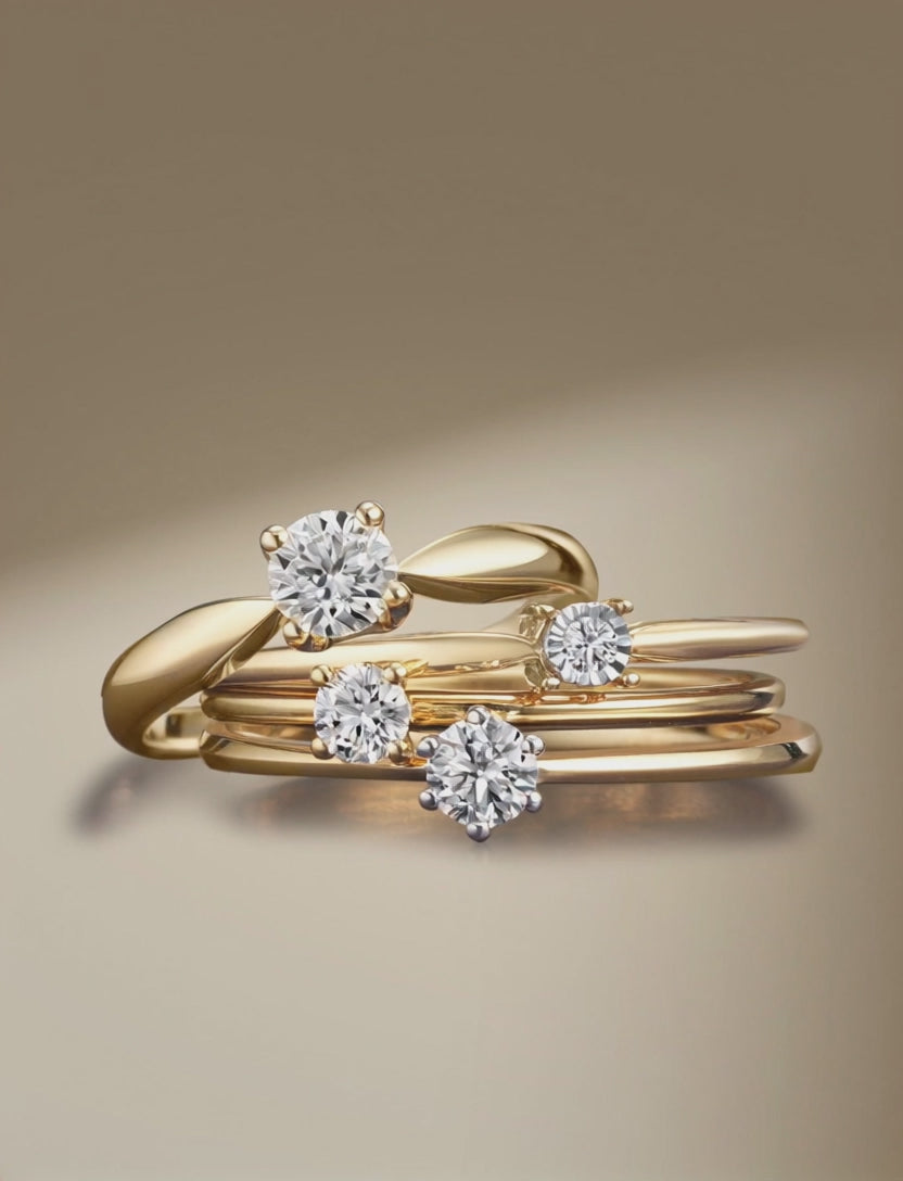 Bague solitaire Or jaune 18K Diamant 0.10 ct, w-si